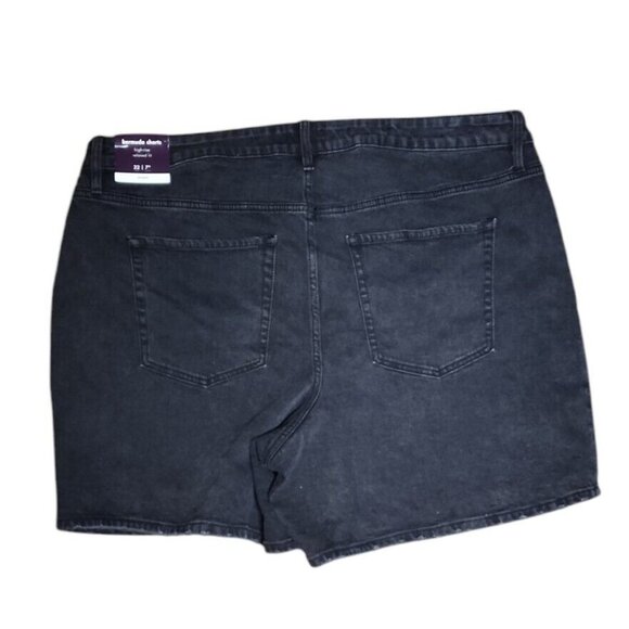 NWT AVA & VIV Solid All Black Bermuda Jean Denim Shorts Womens Plus Size 22 - Picture 8 of 8